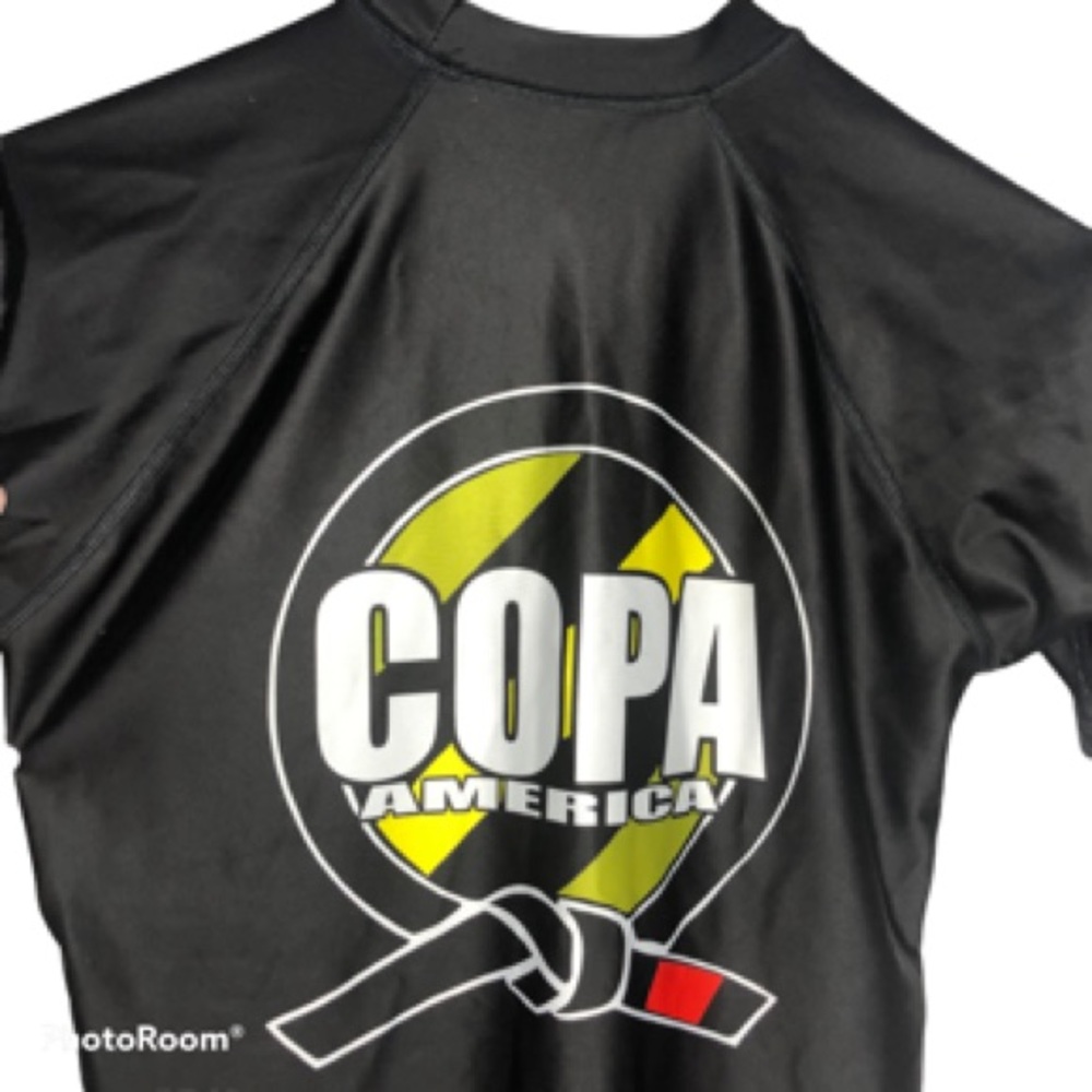 COPA America black short sleeve rash guard youth